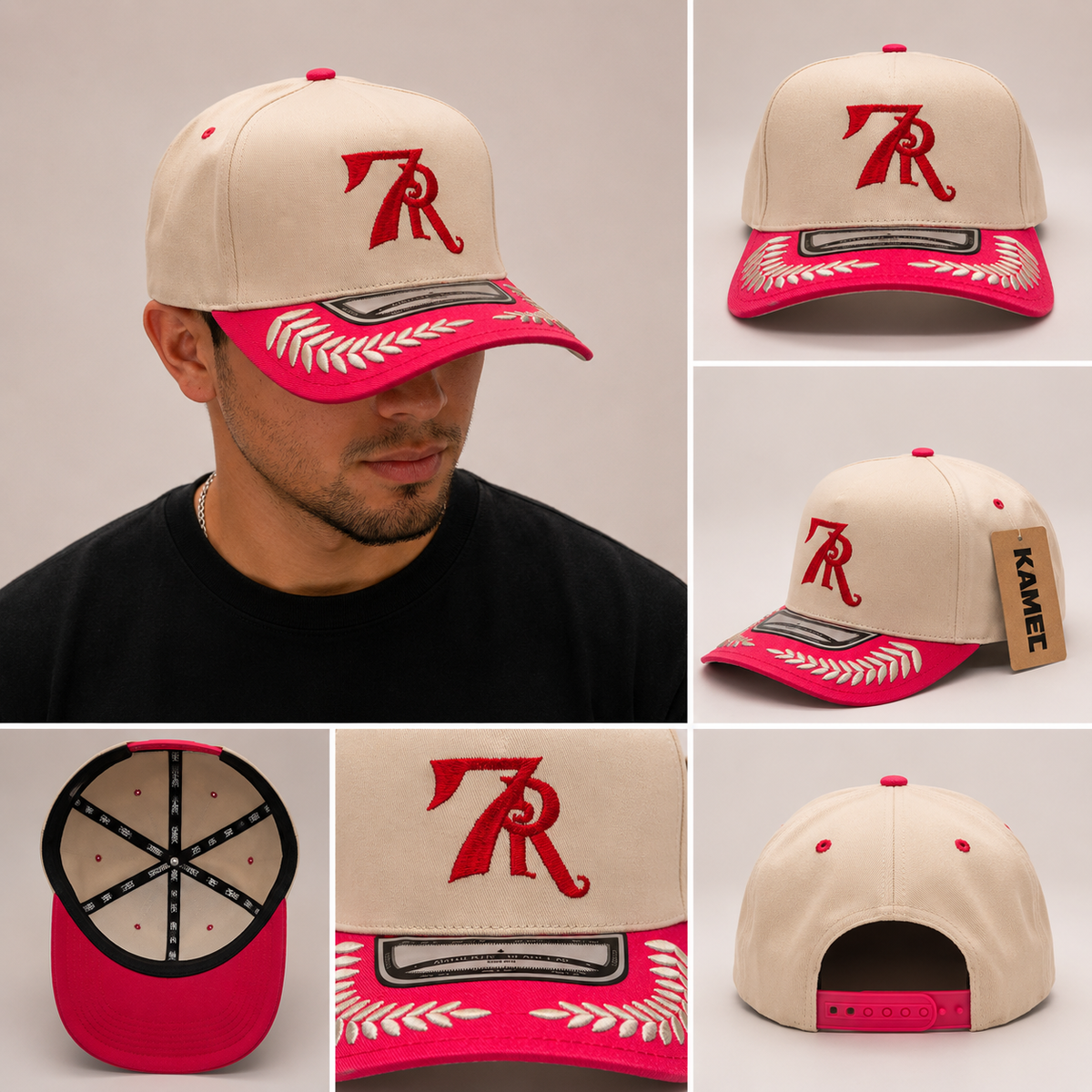 Gorra 7R Nissi - Crema / Visera Rosa