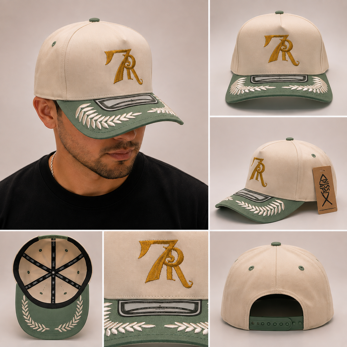 Gorra 7R Nissi - Crema / Visera Verde Salvia